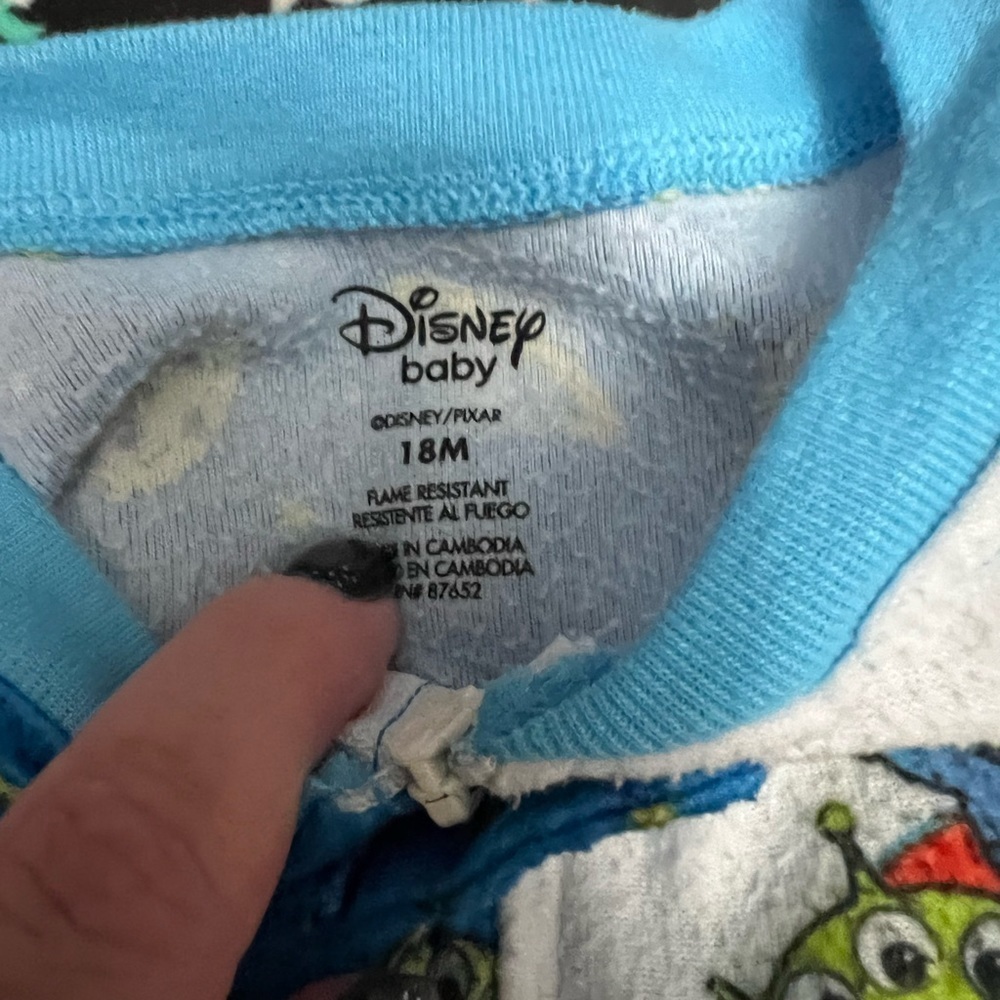 Disney Pixar Toy Story Pajama’s 18 month Baby Colorful Monsters 18 Footies pj’s - Picture 4 of 8